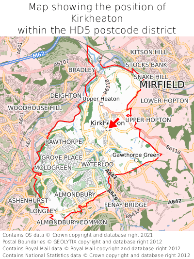 Map showing location of Kirkheaton within HD5