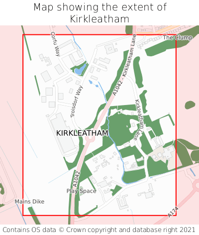 Map showing extent of Kirkleatham as bounding box