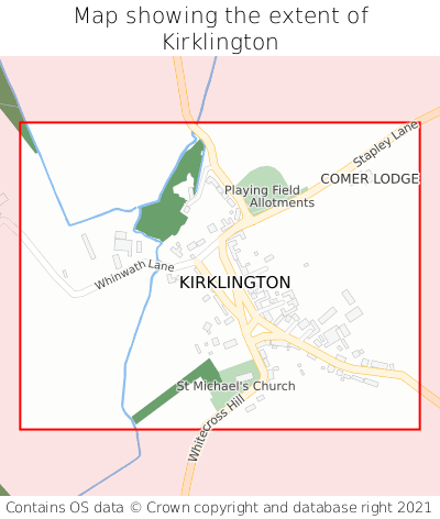 Map showing extent of Kirklington as bounding box