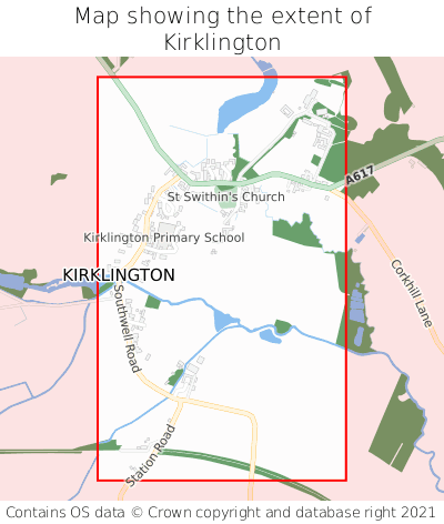 Map showing extent of Kirklington as bounding box