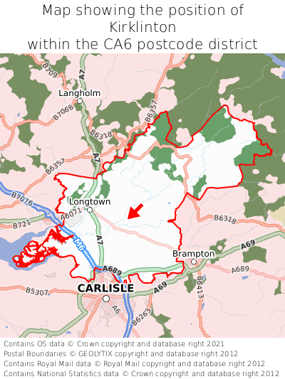 Map showing location of Kirklinton within CA6
