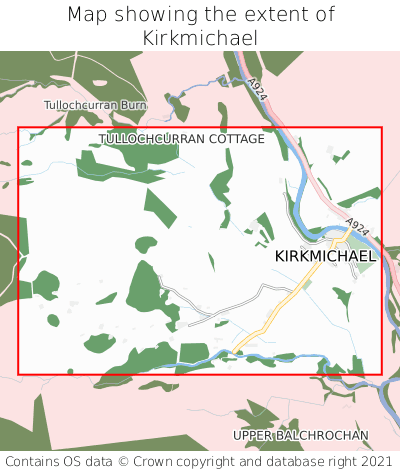 Map showing extent of Kirkmichael as bounding box