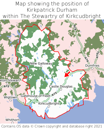 Map showing location of Kirkpatrick Durham within The Stewartry of Kirkcudbright