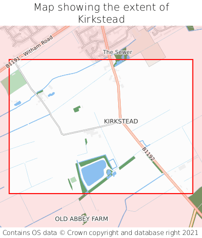 Map showing extent of Kirkstead as bounding box