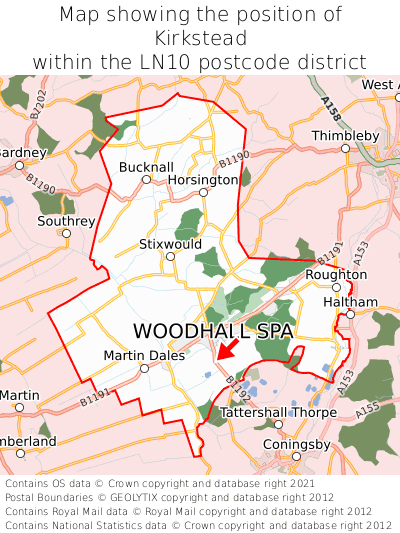 Map showing location of Kirkstead within LN10