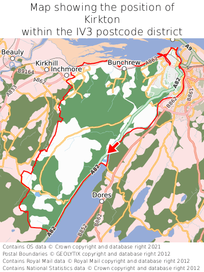 Map showing location of Kirkton within IV3