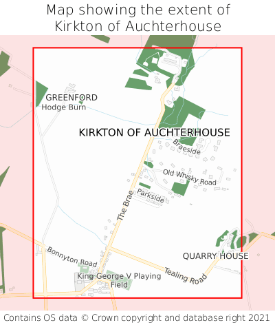 Map showing extent of Kirkton of Auchterhouse as bounding box
