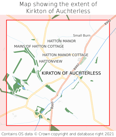 Map showing extent of Kirkton of Auchterless as bounding box