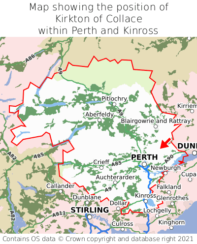 Map showing location of Kirkton of Collace within Perth and Kinross