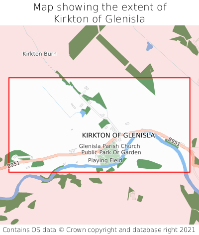 Map showing extent of Kirkton of Glenisla as bounding box