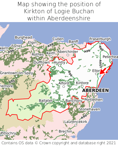 Map showing location of Kirkton of Logie Buchan within Aberdeenshire