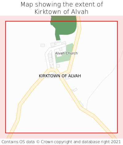 Map showing extent of Kirktown of Alvah as bounding box