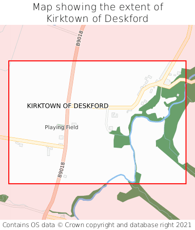 Map showing extent of Kirktown of Deskford as bounding box