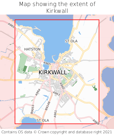 Map showing extent of Kirkwall as bounding box