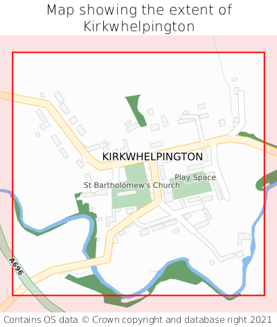 Map showing extent of Kirkwhelpington as bounding box