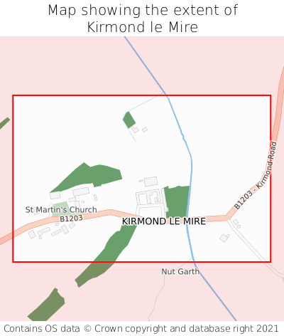 Map showing extent of Kirmond le Mire as bounding box