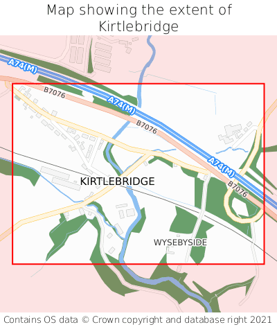 Map showing extent of Kirtlebridge as bounding box