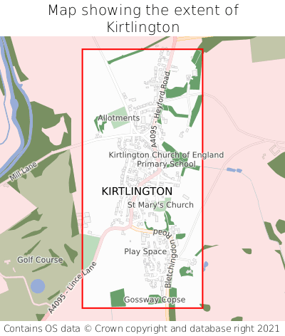 Map showing extent of Kirtlington as bounding box