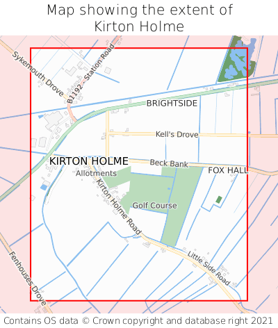 Map showing extent of Kirton Holme as bounding box