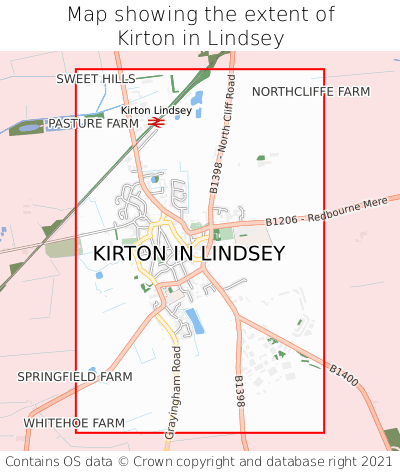 Map showing extent of Kirton in Lindsey as bounding box