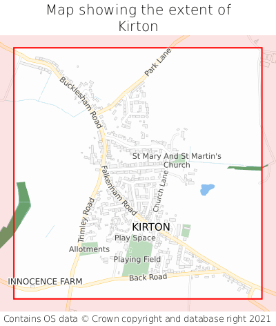 Map showing extent of Kirton as bounding box