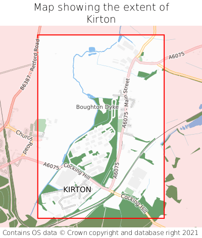 Map showing extent of Kirton as bounding box