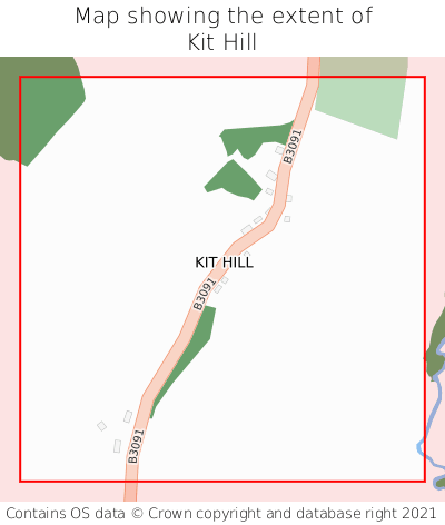 Map showing extent of Kit Hill as bounding box