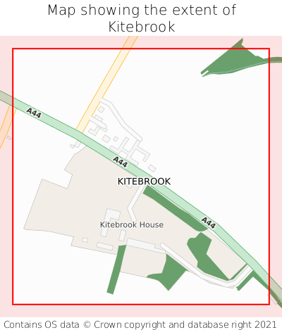 Map showing extent of Kitebrook as bounding box