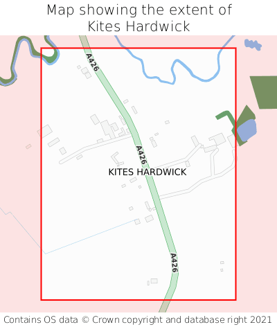 Map showing extent of Kites Hardwick as bounding box