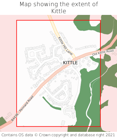 Map showing extent of Kittle as bounding box