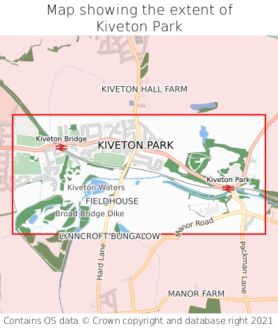Map showing extent of Kiveton Park as bounding box