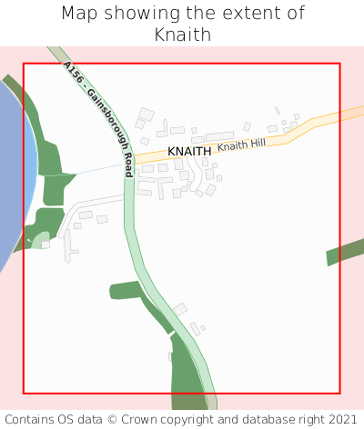 Map showing extent of Knaith as bounding box