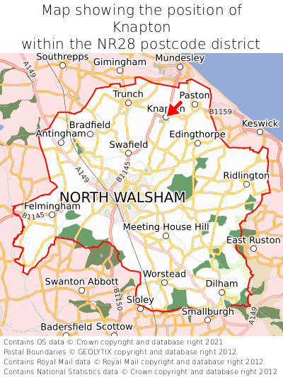 Map showing location of Knapton within NR28