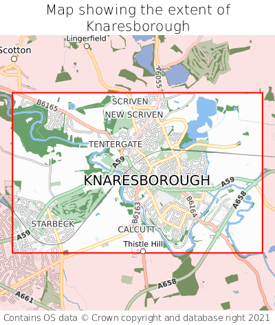 Map showing extent of Knaresborough as bounding box