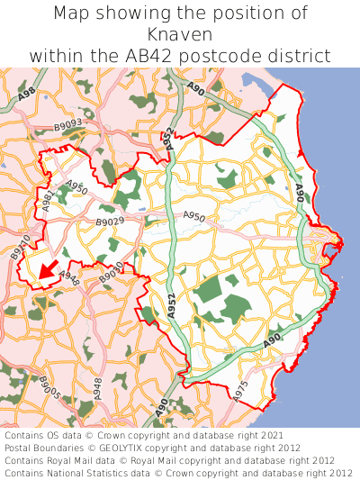 Map showing location of Knaven within AB42