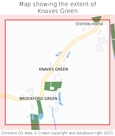 Map showing extent of Knaves Green as bounding box