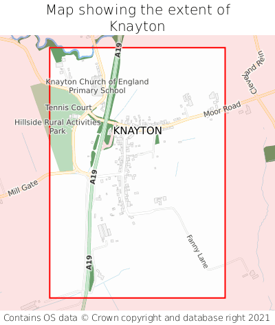 Map showing extent of Knayton as bounding box