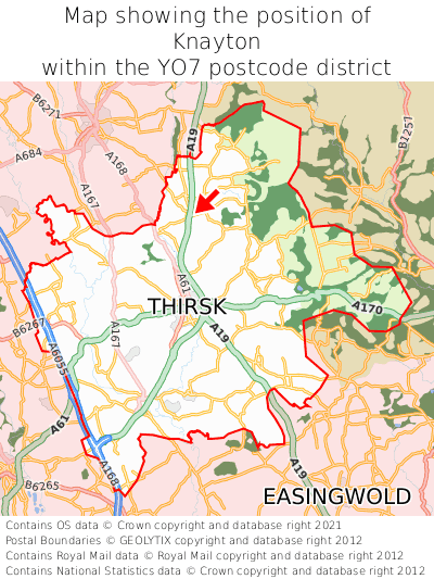 Map showing location of Knayton within YO7