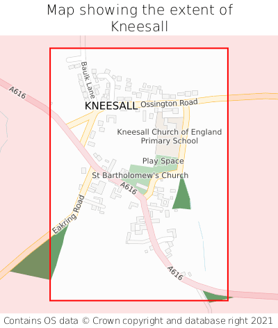 Map showing extent of Kneesall as bounding box