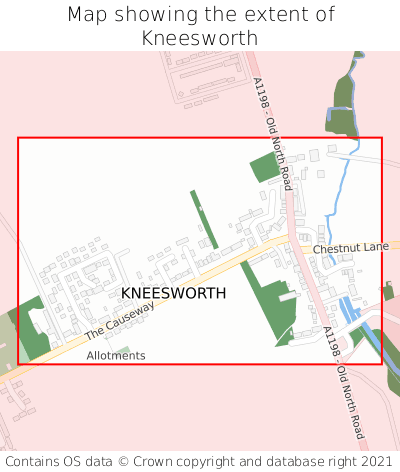 Map showing extent of Kneesworth as bounding box