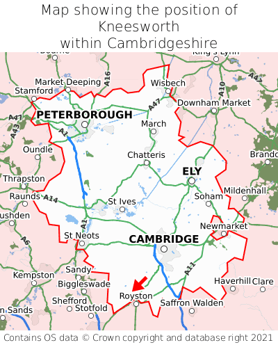 Map showing location of Kneesworth within Cambridgeshire