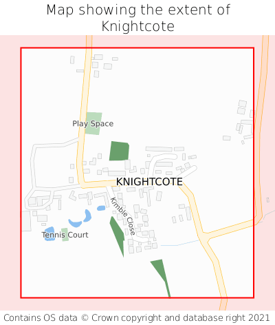 Map showing extent of Knightcote as bounding box