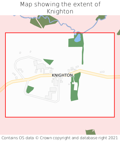 Map showing extent of Knighton as bounding box