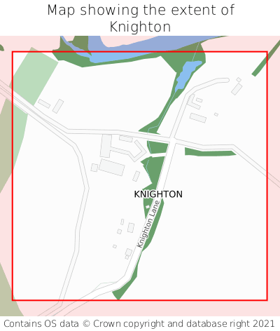 Map showing extent of Knighton as bounding box