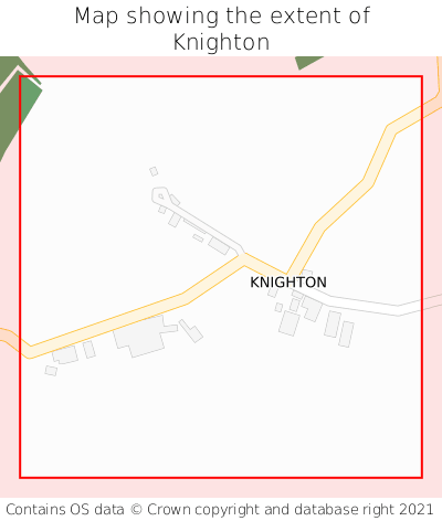 Map showing extent of Knighton as bounding box