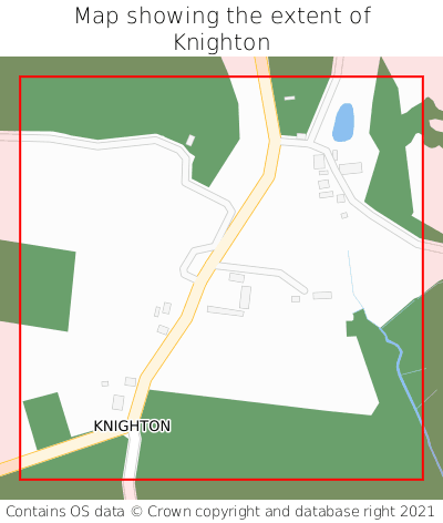 Map showing extent of Knighton as bounding box