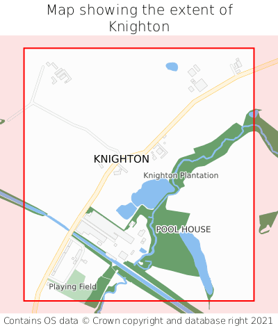 Map showing extent of Knighton as bounding box