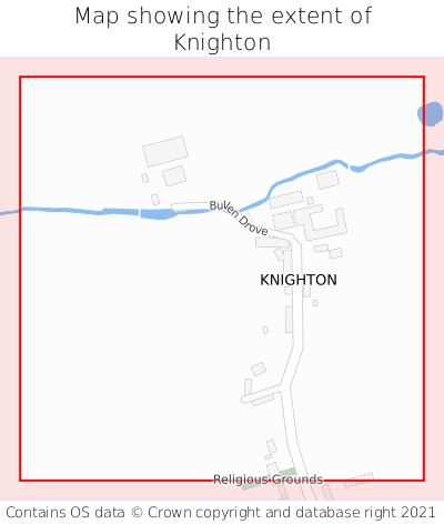 Map showing extent of Knighton as bounding box