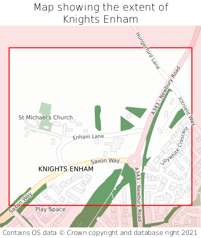 Map showing extent of Knights Enham as bounding box