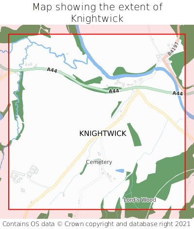 Map showing extent of Knightwick as bounding box